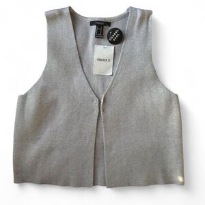 Forever 21 Gray Knit V-Neck Vest